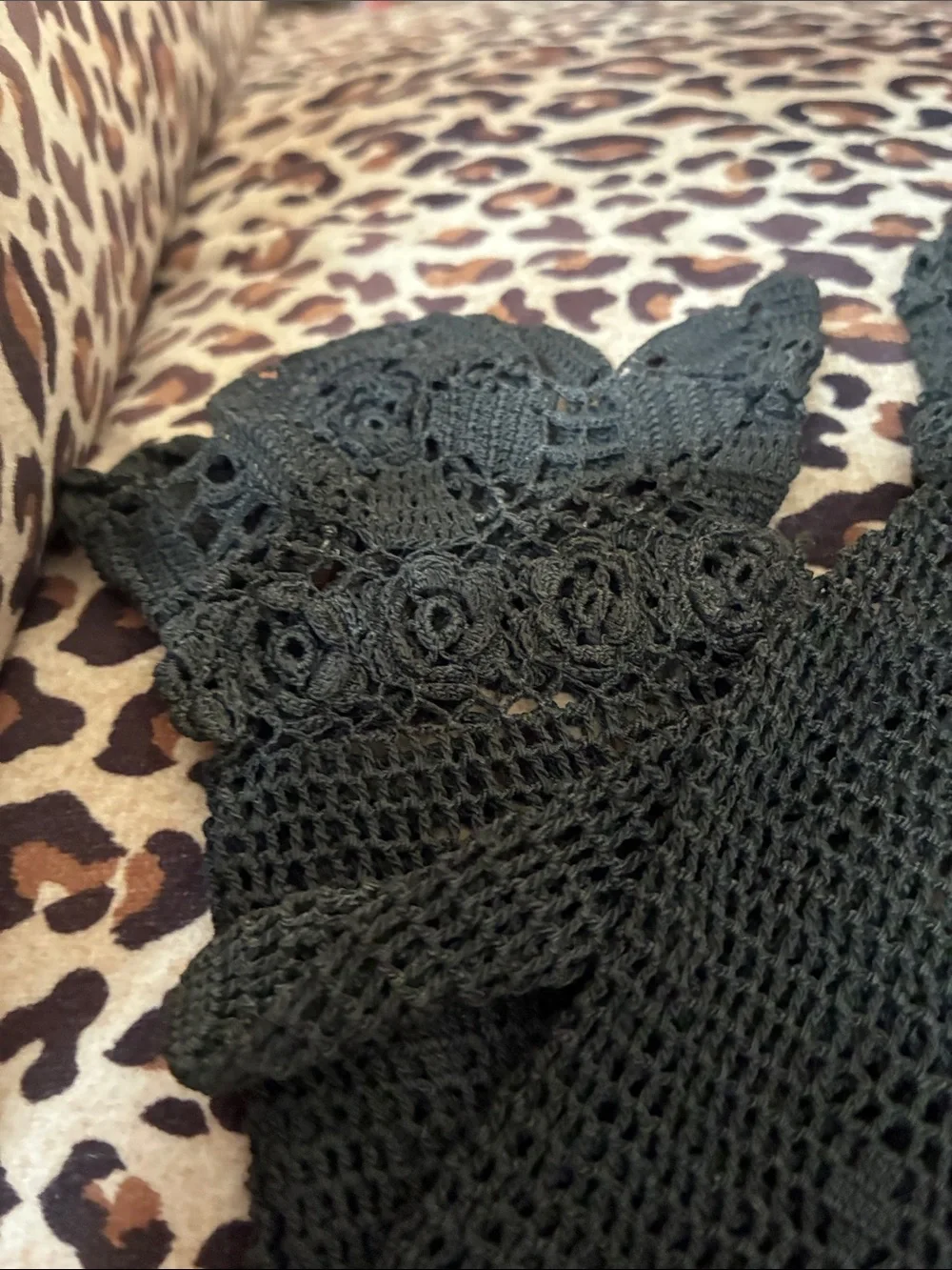 Black Lace Irish Crochet Women's Gloves
